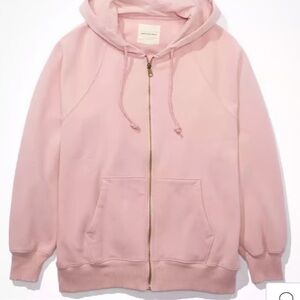 American Eagle Light Pink Zip Up Hoodie